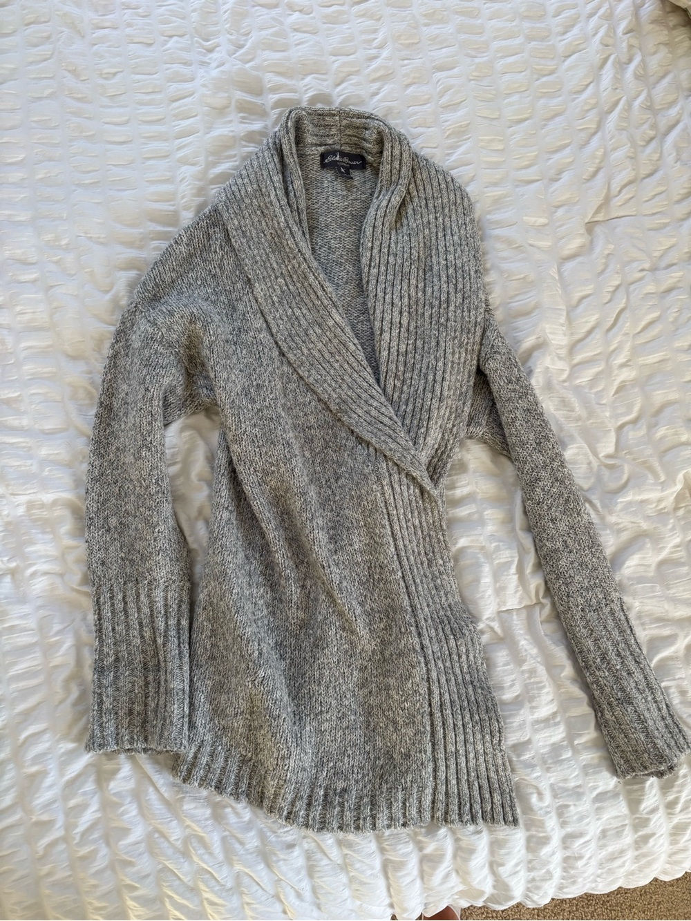 Eddie Bauer Women's Marled Gray Cowl Neck Sweater